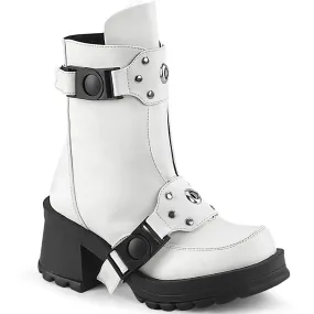 BRATTY-56 Demoniacult Alternative Footwear Women's White Ankle Boots