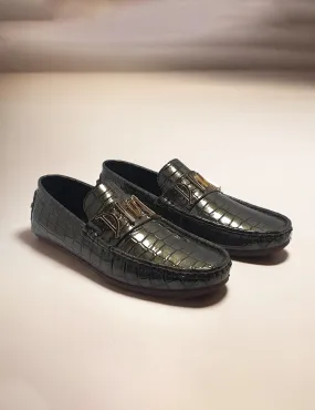 Grey Patent Casual Loafer for men