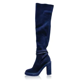 HERMES SELENA BLUE SUEDE OVER THE KNEE FALL WINTER 2018/2019 BOOT