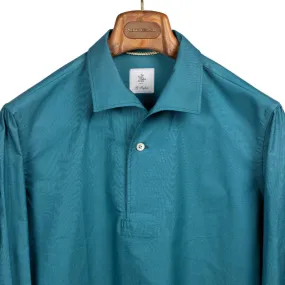 Oxford popover shirt in dark teal cotton