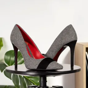 Women's Milan Pointed Toe Leather Heels Wide Plus Size Luxury Black 5484